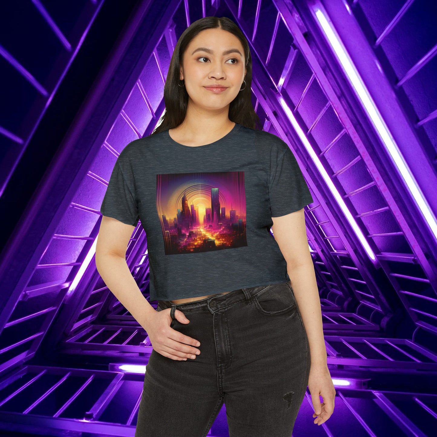 Golden Purple Sunrise - Women's Crop Top