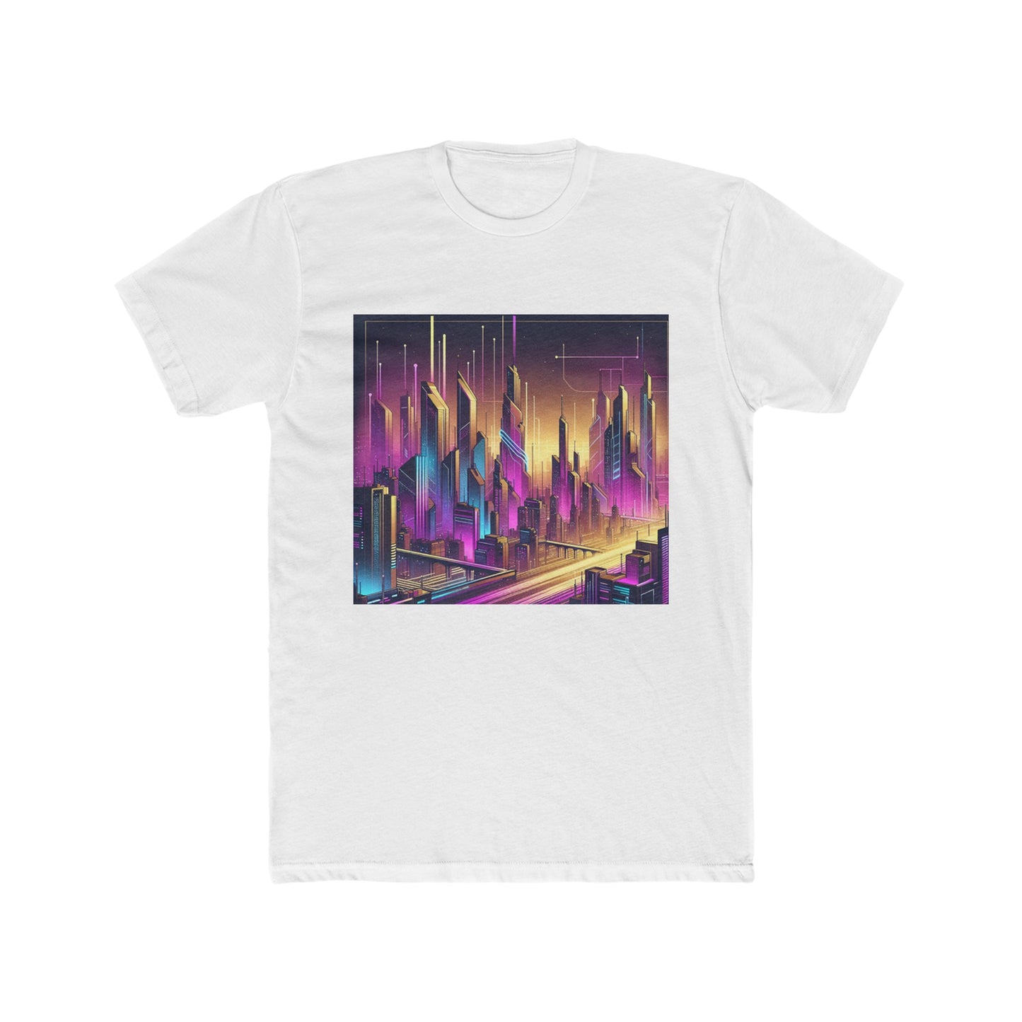 Cyber Purple Skies - Men's Cotton Crew Tee