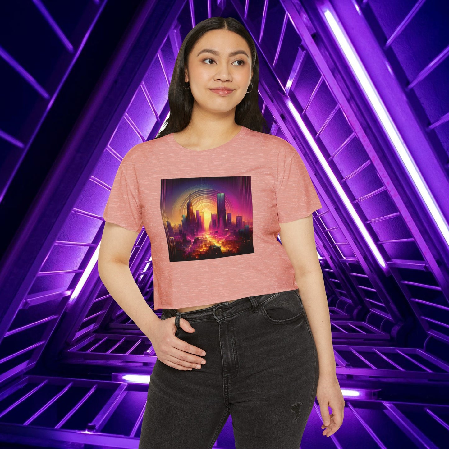 Golden Purple Sunrise - Women's Crop Top