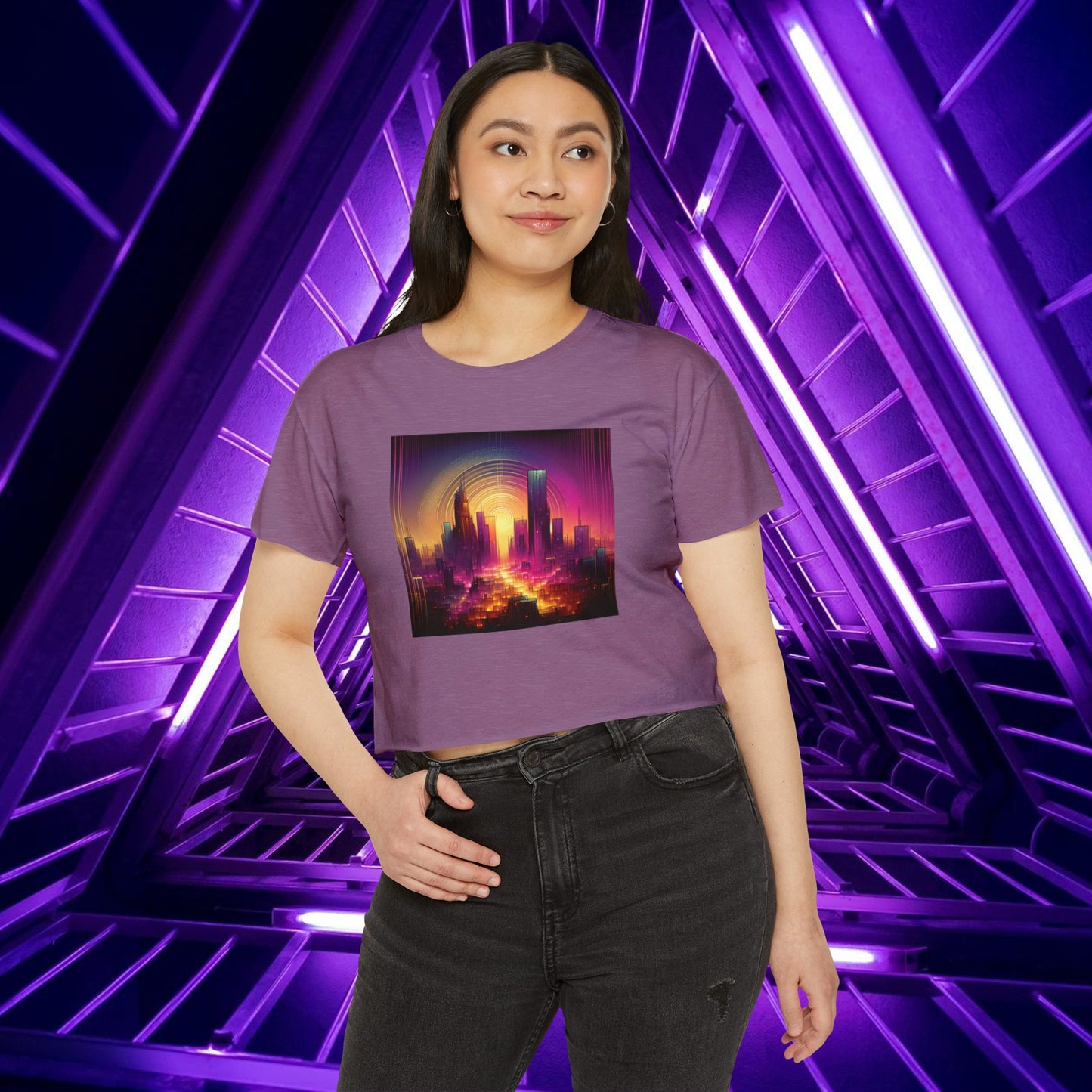 Golden Purple Sunrise - Women's Crop Top