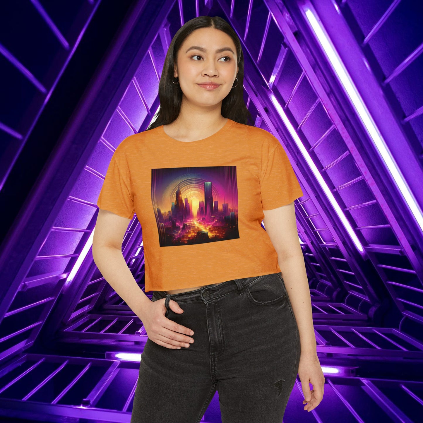 Golden Purple Sunrise - Women's Crop Top