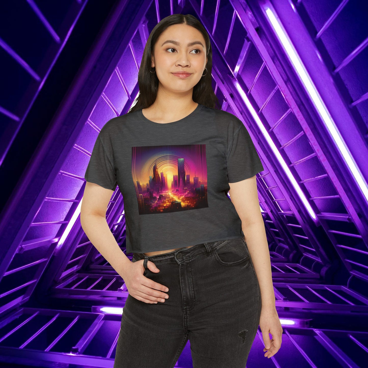 Golden Purple Sunrise - Women's Crop Top